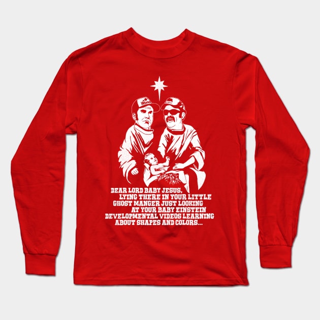 "Baby Jesus... Looking At Your Baby Einstein..." Long Sleeve T-Shirt by darklordpug